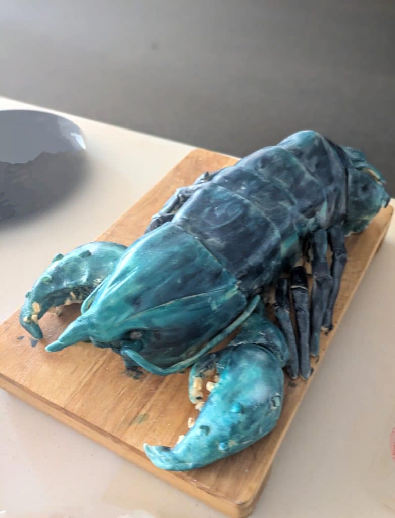 Tasmanian giant freshwater crayfish or Astacopsis gouldi scaled in cake form